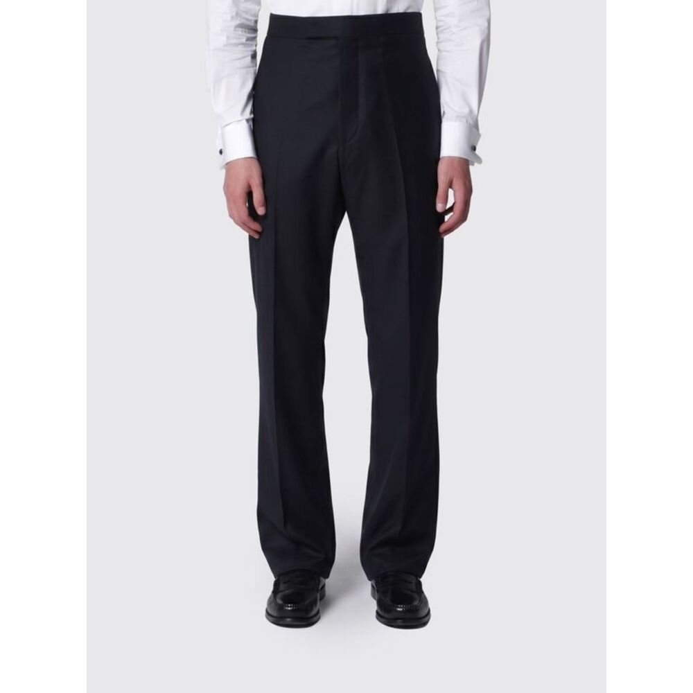 Thom Browne Slim Fit Tailored Trousers In Pure Wool With Off-Center Closure